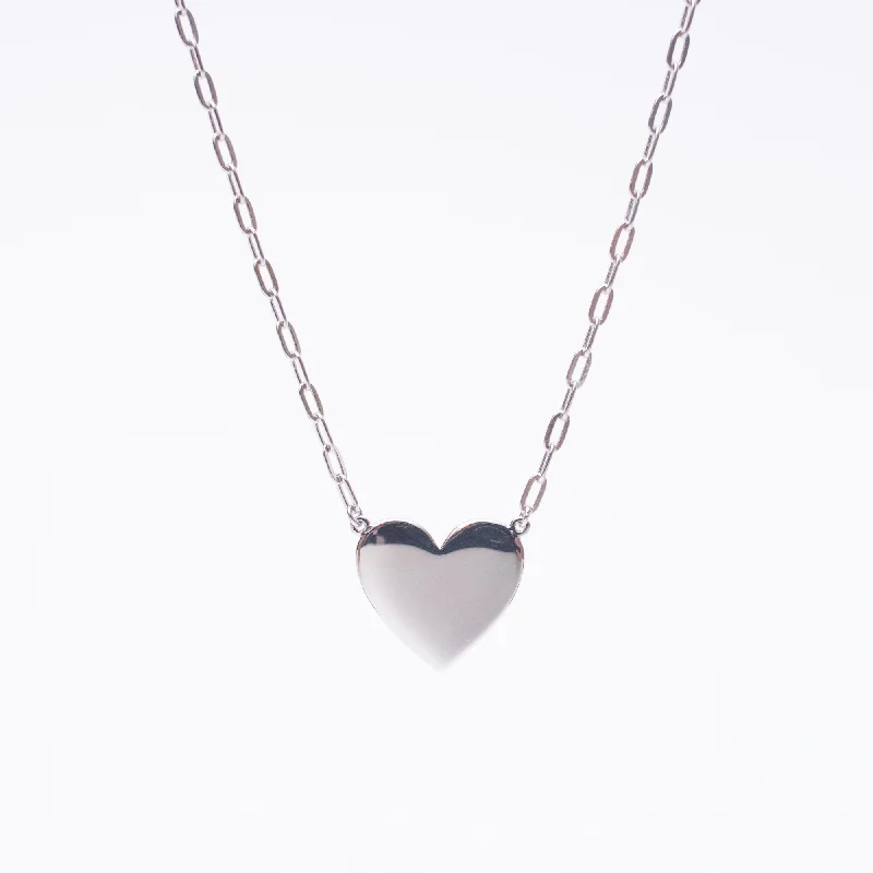 Ladies necklaces medieval vibe -Silver Cutout Flat Heart Necklace