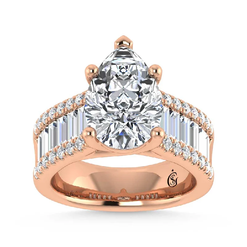 ladies engagement rings zodiac-14K Rose Gold Lab Grown Diamond 4 1/6 Ct.Tw. Engagement Ring