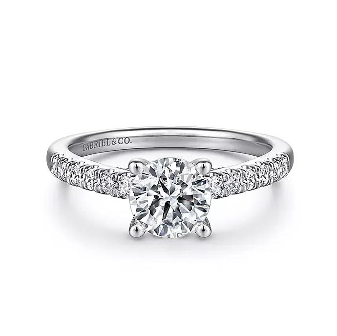 ladies engagement rings splurge-Jones - 14K White Gold Round Diamond Engagement Ring