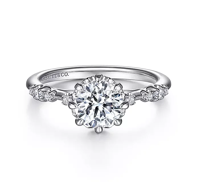 ladies engagement rings bold statement-Lelia - 14K White Gold Round Diamond Engagement Ring