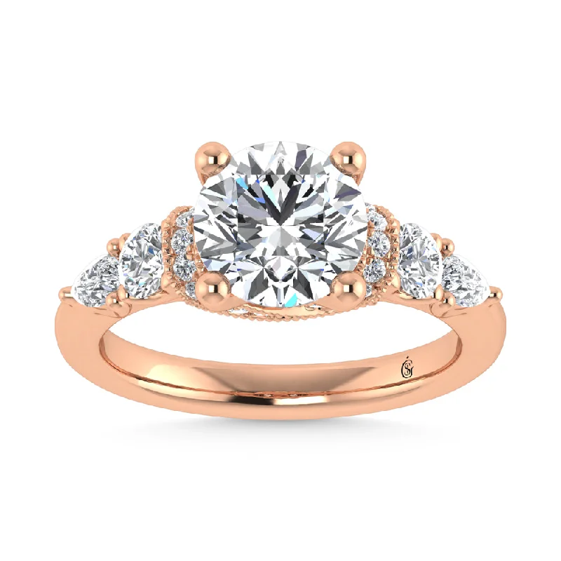 ladies engagement rings anniversary-14K Rose Gold Labgrown Diamond 2 5/8 Ct.Tw. Engagement Ring (Center Round 2ct)