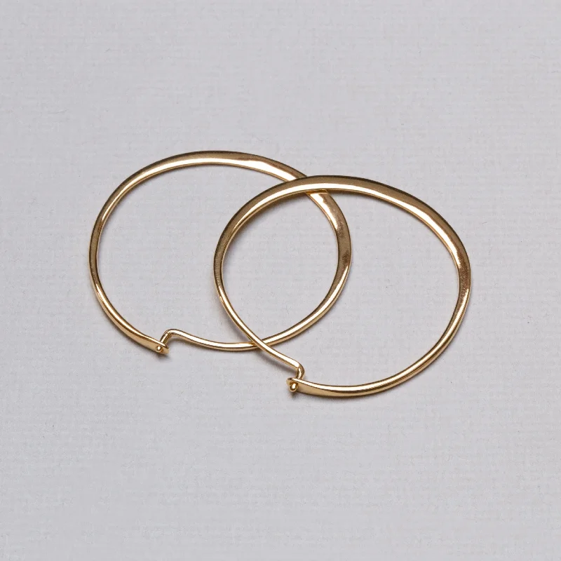 ladies earrings upcycled-Gold-plated Flat Hoop Earrings