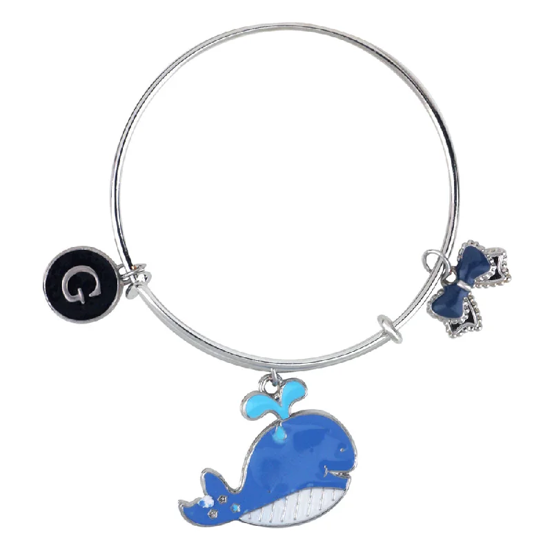 Ladies bracelets budget beauty -Mahi G Letter Fish & Boo Shaped Rhodium Plated Enamel Work Charms Kids Bracelets for Kids (BRK1100941R)