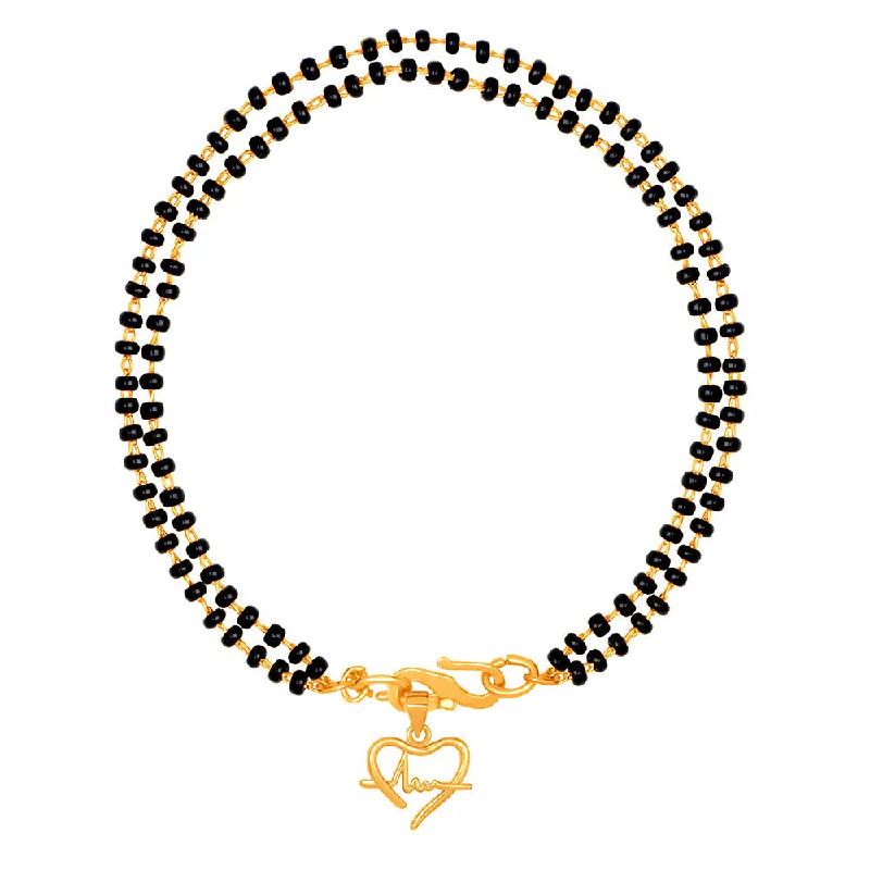 Ladies bracelets boho shine -Mahi Dual Chain Heart Beat Charm Mangalsutra Bracelet with Beads for Women (BR1100492G)