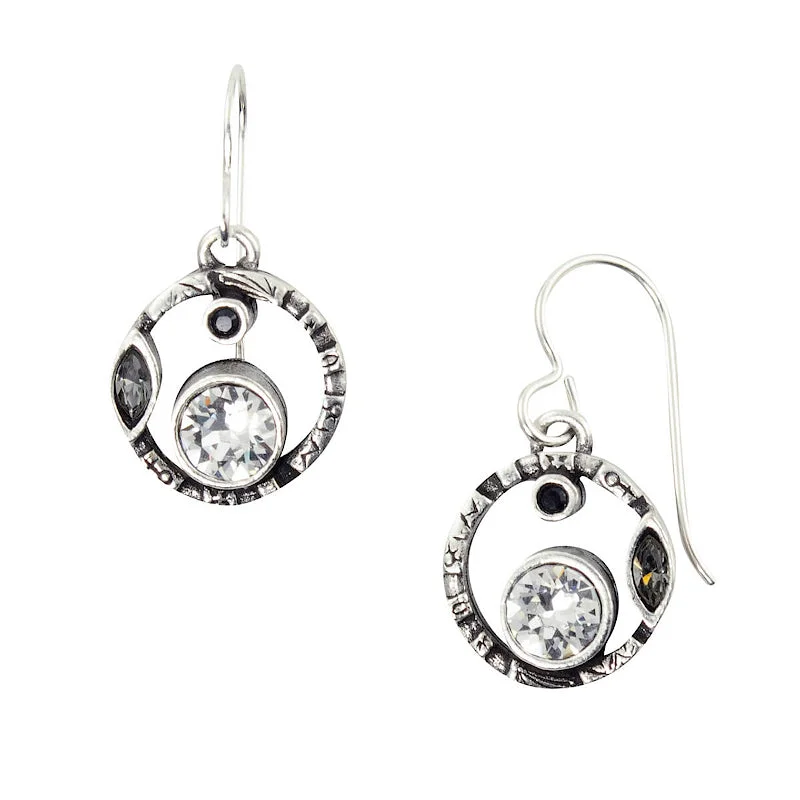 ladies earrings bridal-Halley's Comet Earrings by Patricia Locke - Black & White