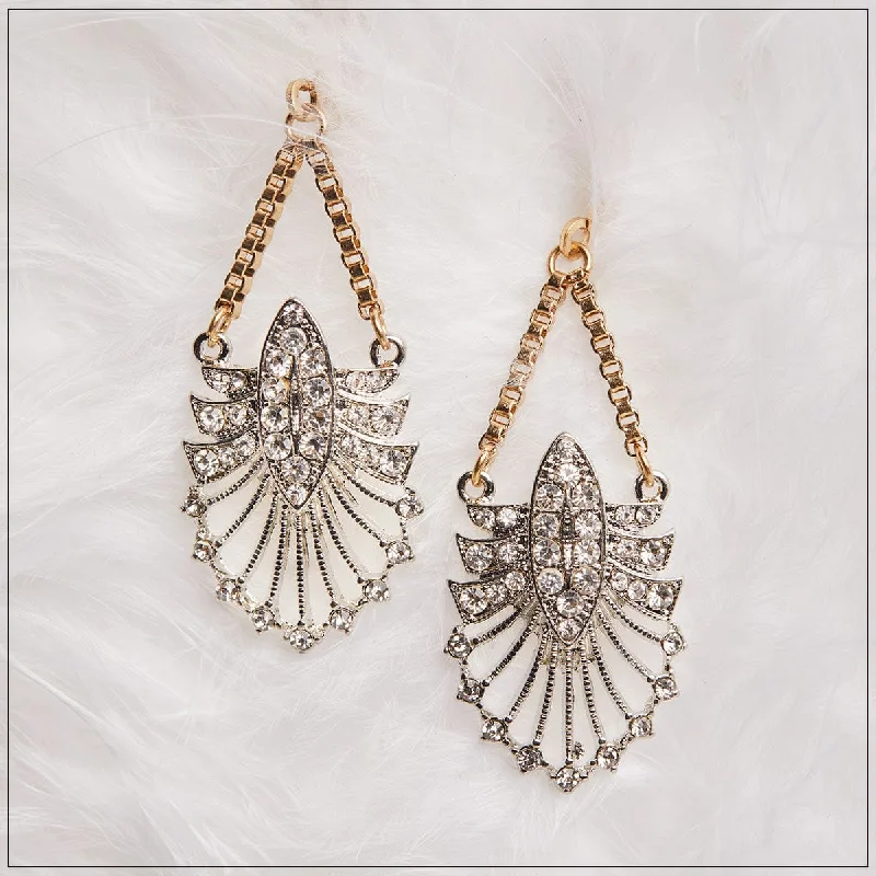 ladies earrings memory-1920 Earrings: Vintage Style 1920s Crystal Drop Earrings