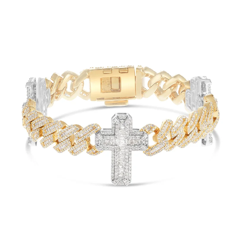 Ladies bracelets eye catching -9.75ct Cuban Diamond Bracelet with Cross Motif