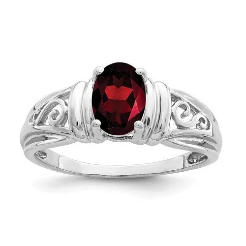 ladies rings topaz-14KT WHITE GOLD 1.00 CT OVAL GARNET RING