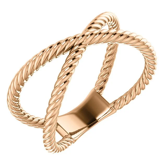 ladies rings filigree-14KT Gold Rope Criss-Cross Ring