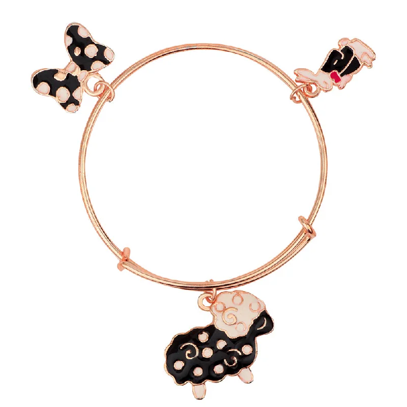 Ladies bracelets travel glow -Mahi Rose Gold Plated Rabit Ship & Butterfly Shaped Colorful Enamel Work Charms Kids Bracelets for Girls (BRK1100829Z)