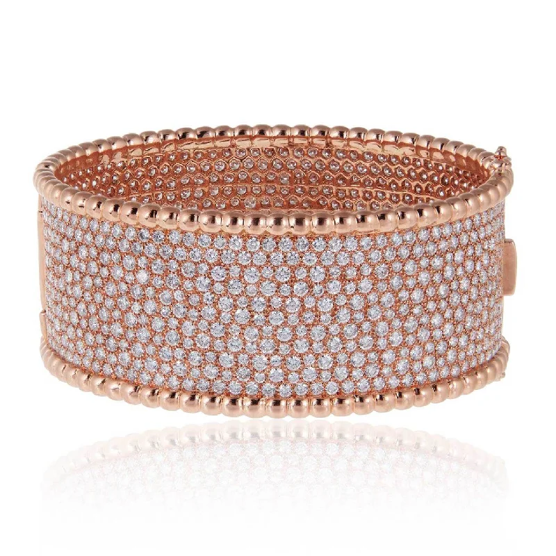 Ladies bracelets floral beauty -18k Rose Gold 22.45ct Diamond Cuff Bracelet