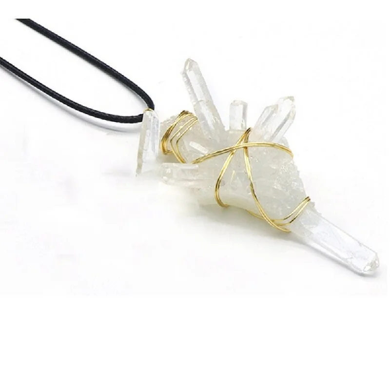 Ladies necklaces leaf pendant -Pillar Clear Quartz Necklace