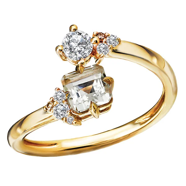 ladies rings cheap-14kt Diamond and Gemstone Ring