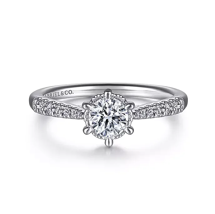 ladies engagement rings heavy-Grove - 14K White Gold Round Diamond Engagement Ring