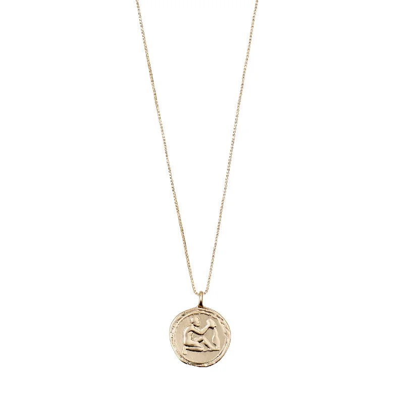 Ladies necklaces zen pendant -Aquarius Gold Plated Necklace