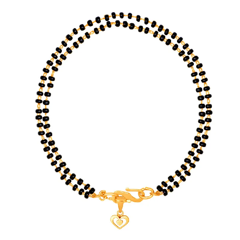 Ladies bracelets skin safe -Mahi Dual Chain Heart Charm Mangalsutra Bracelet with Beads for Women (BR1100494G)