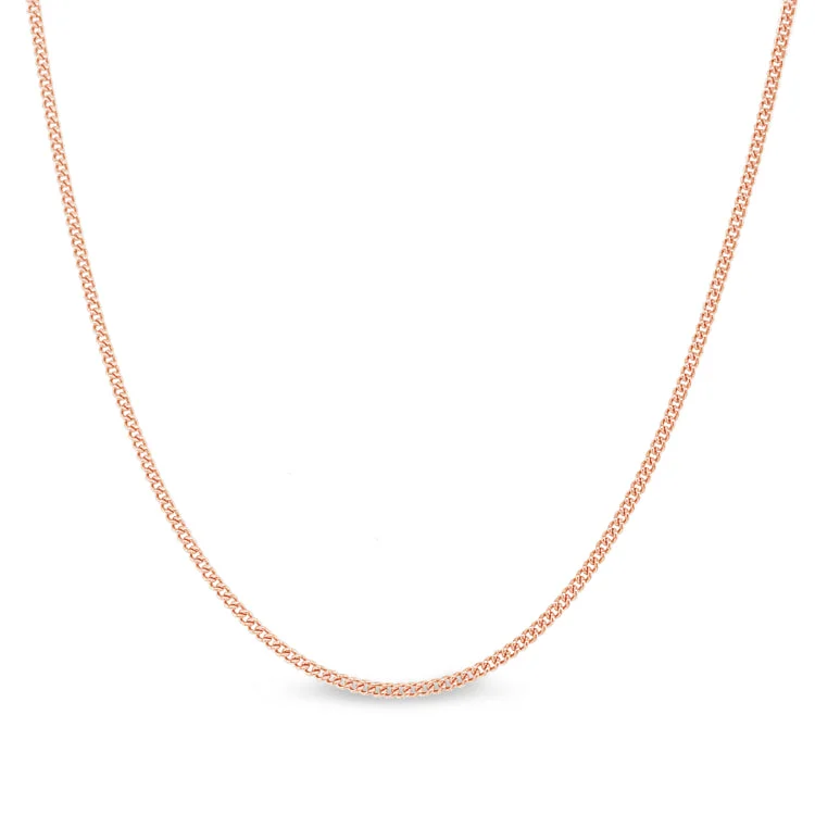 ladies rings cross-16" Rose Gold Sterling Silver 1mm Curb Chain with End Caps and Spring Ring