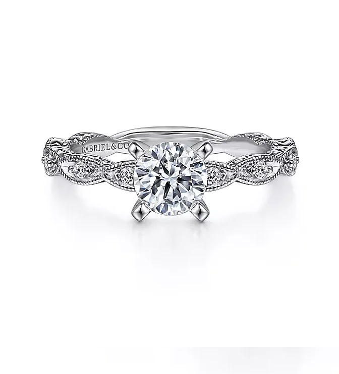 ladies engagement rings cluster-Sadie - 14K White Gold Round Diamond Engagement Ring