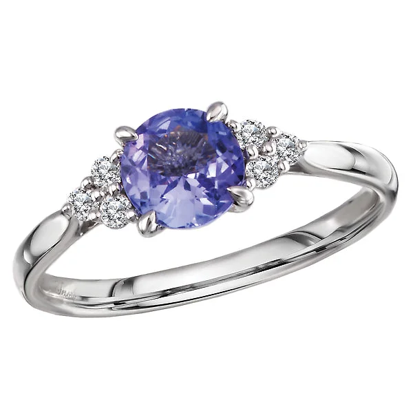 ladies rings durable-Diamond and Tanzanite Ring