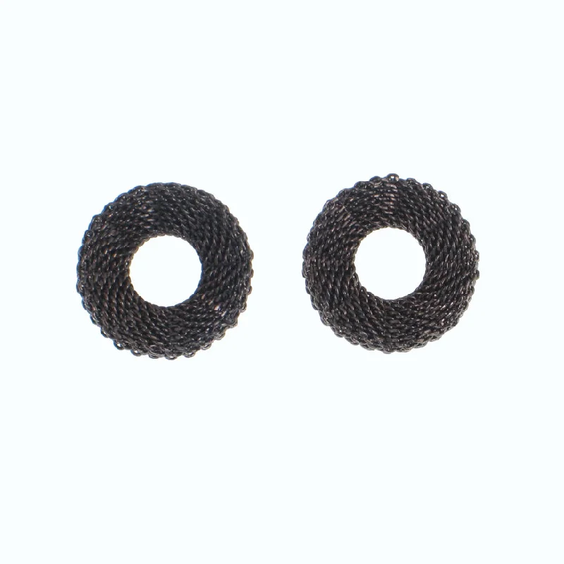 ladies earrings trendy-Wavy Mesh Circle Earrings