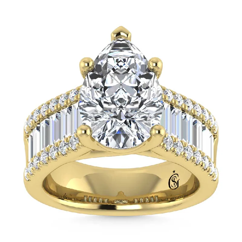 ladies engagement rings modern classic-14K Yellow Gold Lab Grown Diamond 4 1/6 Ct.Tw. Engagement Ring