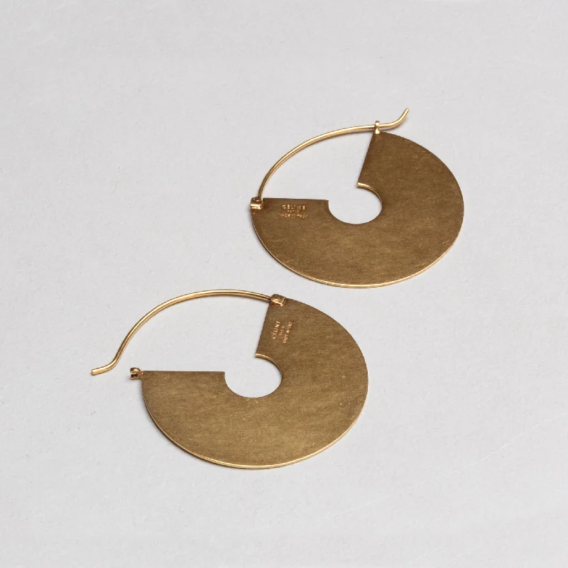 ladies earrings sale-Vintage Celine Geometric Brass Hoop Earrings