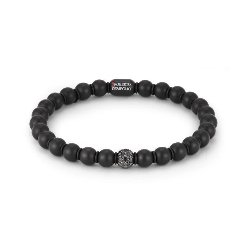 Ladies bracelets nautical charm -Sfera Men's 0.54ct Black Diamond Matte Stretch Bracelet in Ceramic Size X-Large