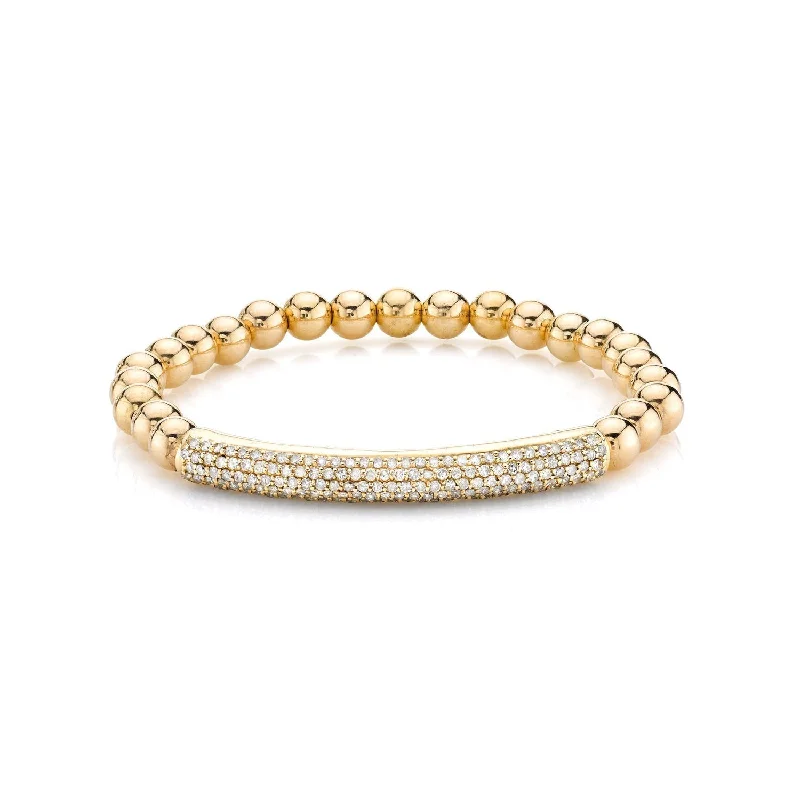 Ladies bracelets blue shine -14K Gold 6mm Beaded Bracelet with Diamond Bar BG000409