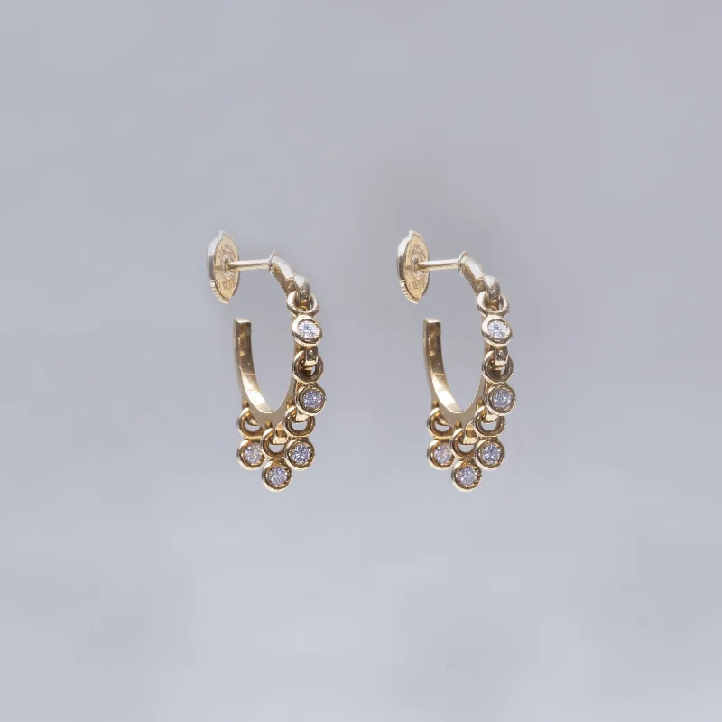 ladies earrings medium-18ct Gold Multi Disc Diamond Hoop Earrings