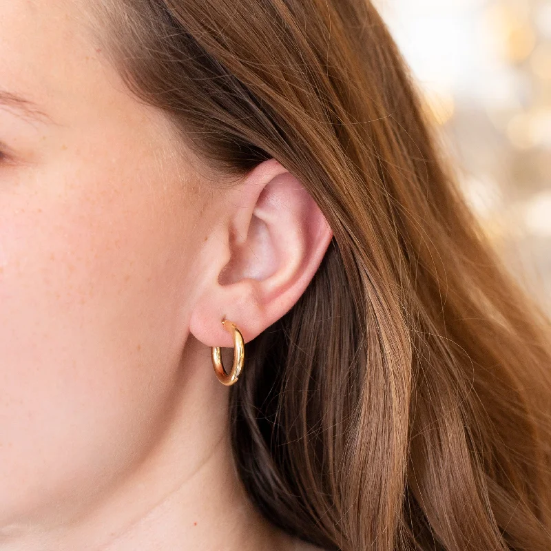 ladies earrings statement-Tube Hinged Hoop Earrings in Gold & Silver