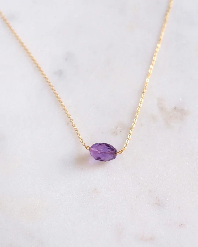 Ladies necklaces scratch proof -Amethyst One Point Necklace