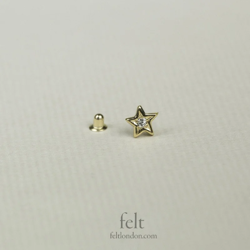 ladies earrings tassel-Diamond Star Cartilage Earring in Yellow Gold