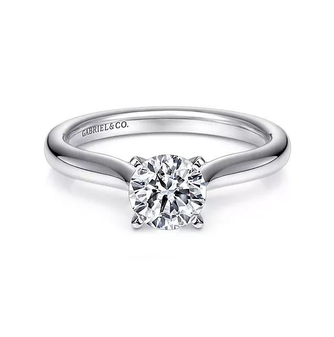 ladies engagement rings self gift-Lauren - 14K White Gold Round Diamond Engagement Ring