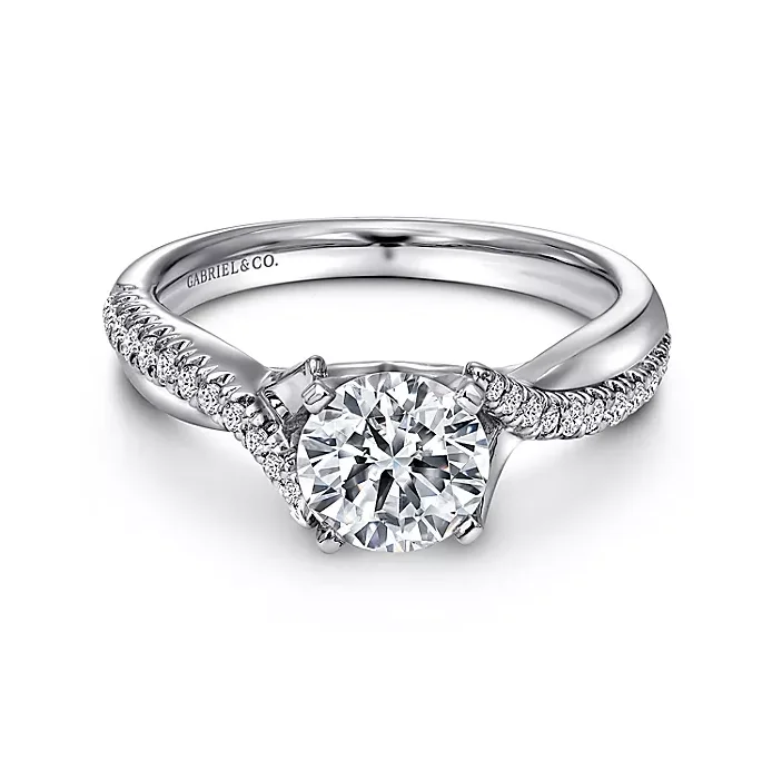 ladies engagement rings holiday-Scout - 14K White Gold Round Twisted Diamond Engagement Ring