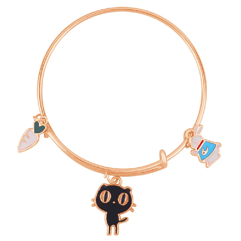 Ladies bracelets elephant shine -Mahi Rose Gold Plated Rabit Radish & Cat Shaped Enamel Work Charms Kids Bracelets for Girls (BRK1101000Z)