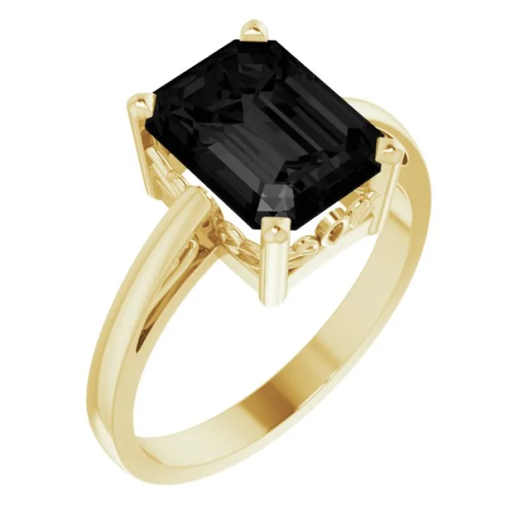 ladies rings pawn shop-14K Yellow Natural Onyx Scroll SettingÂ® Ring