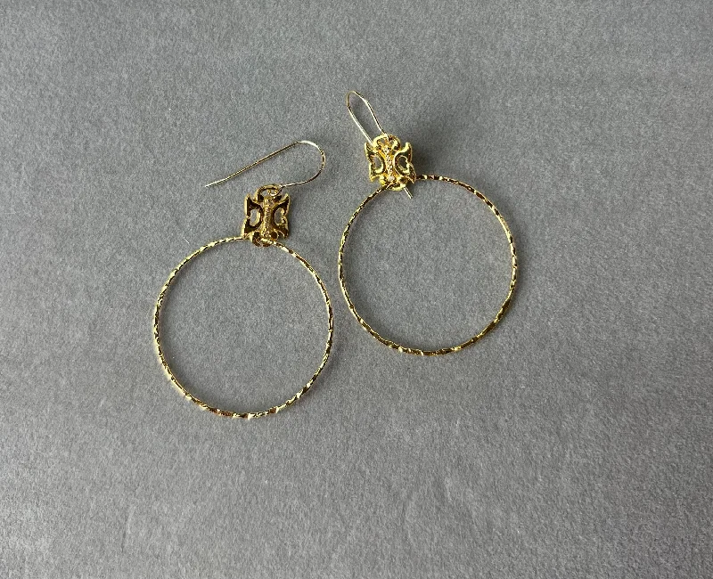 ladies earrings contemporary-Earrings - Baronet Loop w Diamonds in Gold