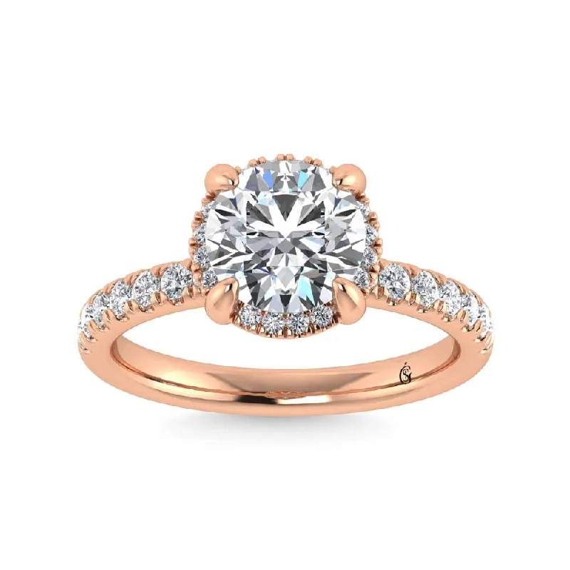 ladies engagement rings bold statement-14K Rose Gold Lab Grown Diamond 2 1/2 Ct.Tw. Round Shape Engagement Ring