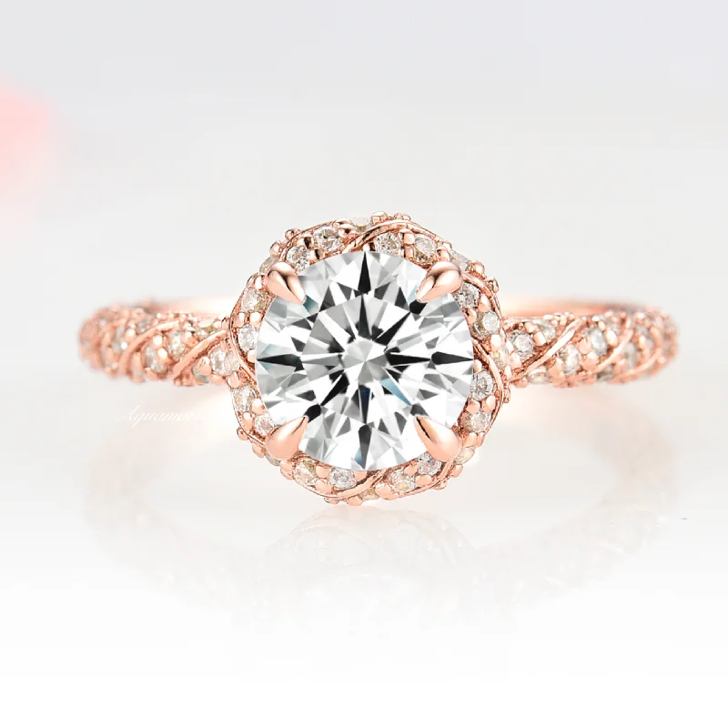 ladies engagement rings subtle elegance-Waverly Engagement Ring- 14K Solid Rose Gold