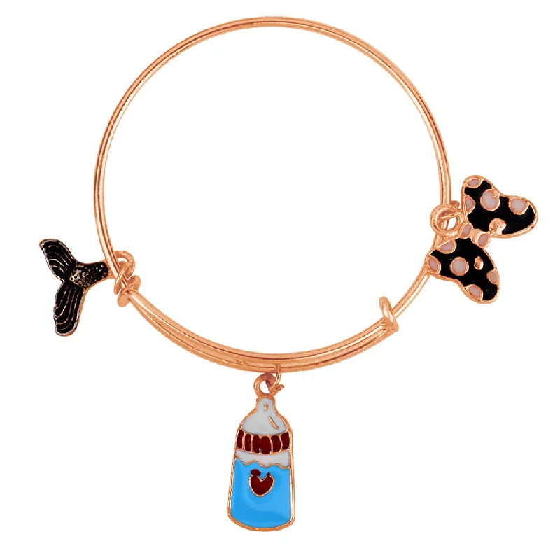 Ladies bracelets astro glow -Mahi Rose Gold Plated Butterfly & Fish Tell Shaped Enamel Work Charms Kids Bracelets for Girls (BRK1100971Z)