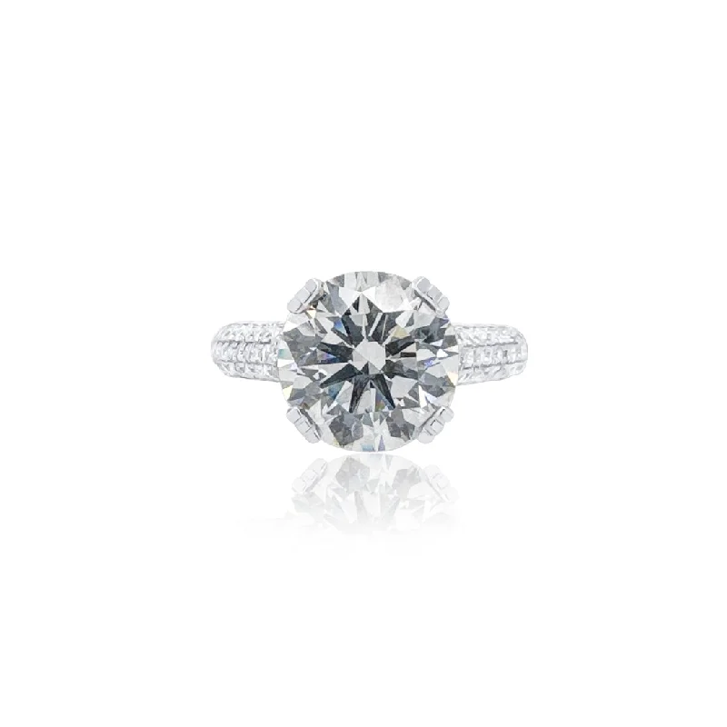 ladies engagement rings showstopper-2.92 Cttw Round Cut Lab Grown Diamond Pavé Engagement Ring 14K White Gold