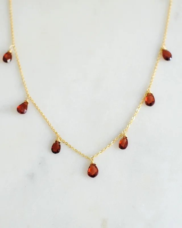 Ladies necklaces custom length -Garnet Princess Necklace