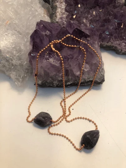 Ladies necklaces etsy shine -Amethyst Quartz Nugget on Copper Chain Necklace