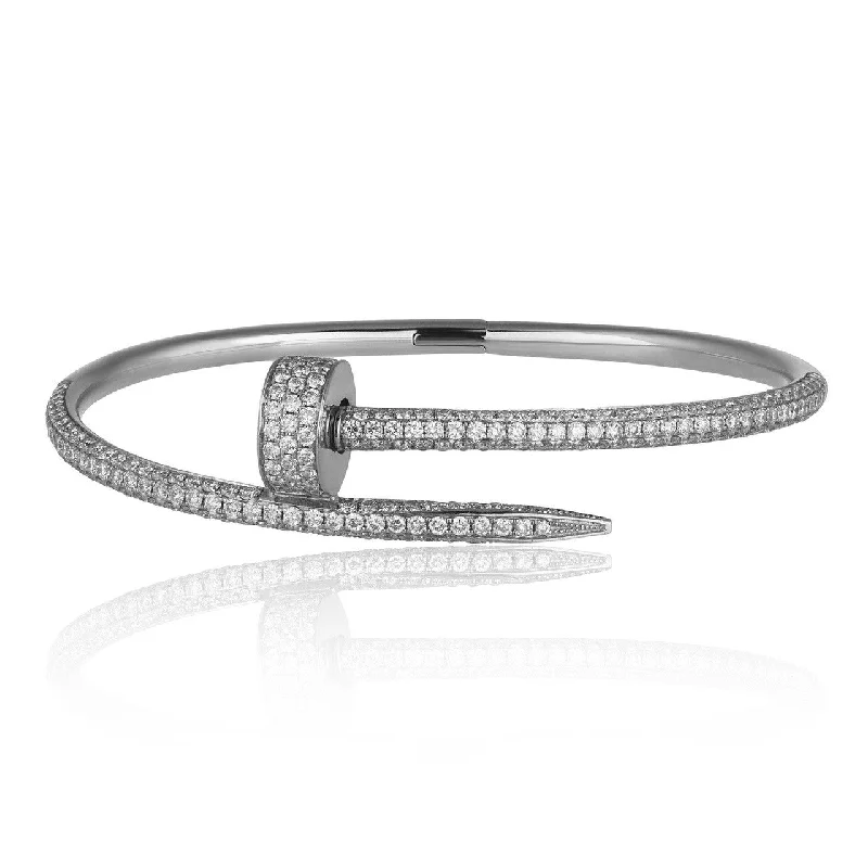 Ladies bracelets y2k glow -18k White Gold 2.5ct Diamond Nail Bracelet