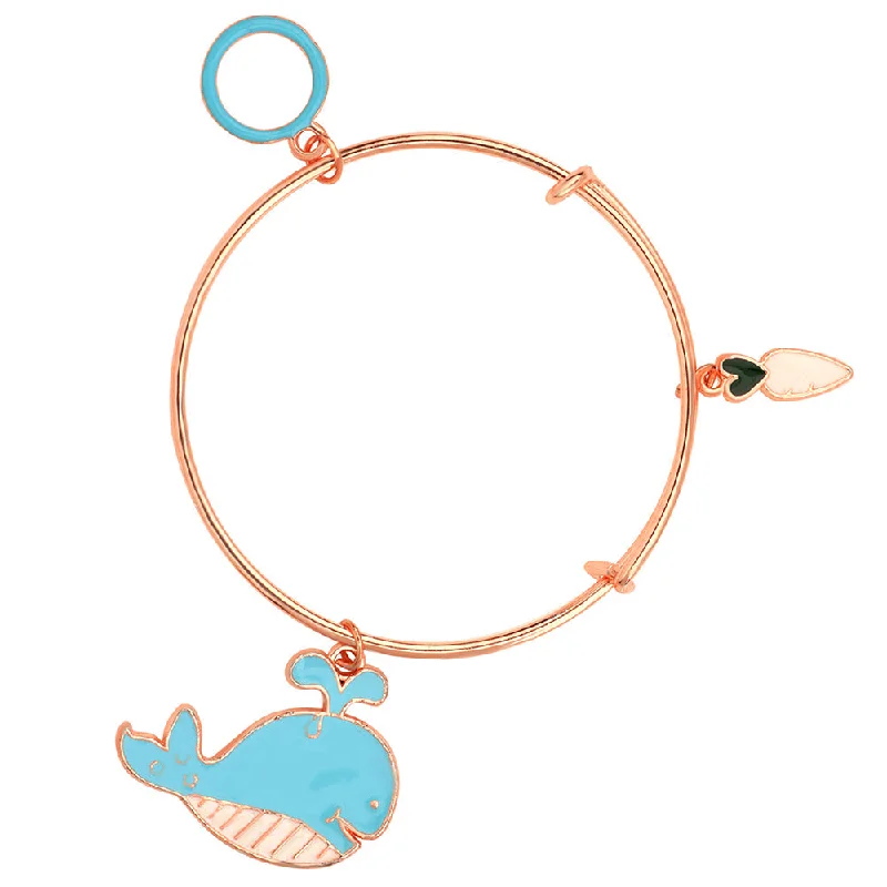 Ladies bracelets rustic shine -Mahi Raddish & Fish Shaped Rose Gold Plated Enamel Work Charms Bracelet for Kids (BRK1100843Z)