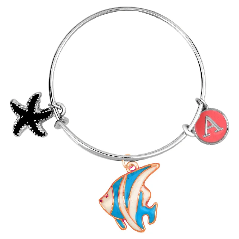 Ladies bracelets perfect charm -Mahi A Letter Fish & Star Fish Shaped Enamel Work Charms Kids Bracelets for Kids (BRK1100958M)