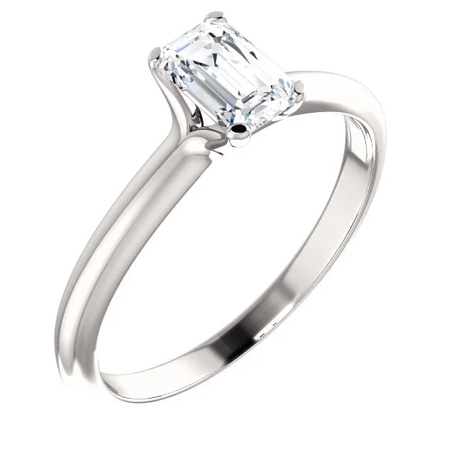 ladies engagement rings travel friendly-14K White Emerald Solitaire Engagement Ring 122005:673:P