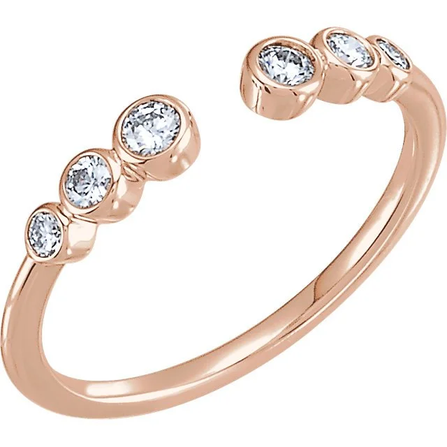 ladies rings heart shaped-14KT GOLD 1/4 CTW DIAMOND BEZEL-SET CUFF RING