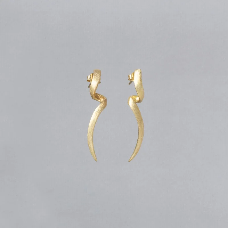 ladies earrings antique-Brushed Gold Plated Silver Twist Stud Earrings