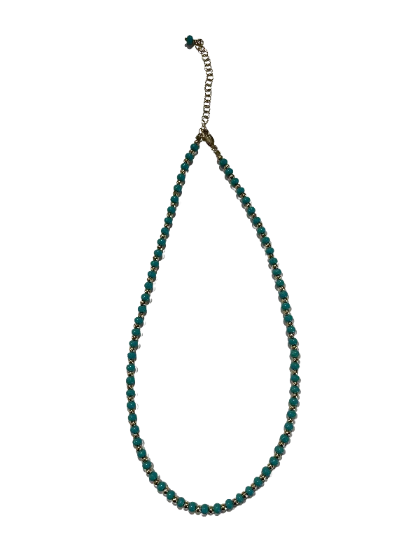 Ladies necklaces with sparkling gems -Turquoise Seed Bead Necklace